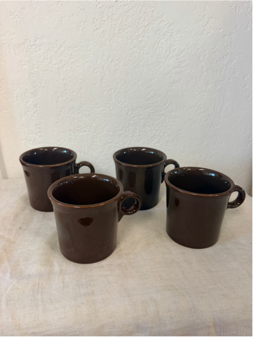 The Fiesta Homer Laughlin HLC Brown Fiestaware O-Ring Mugs Cups Set of 4 i